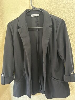 Women's Black Open-Front Blazer Jacket by Worthington